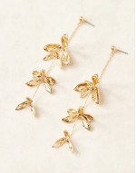 drop earrings with petal detail in vintage gold tone